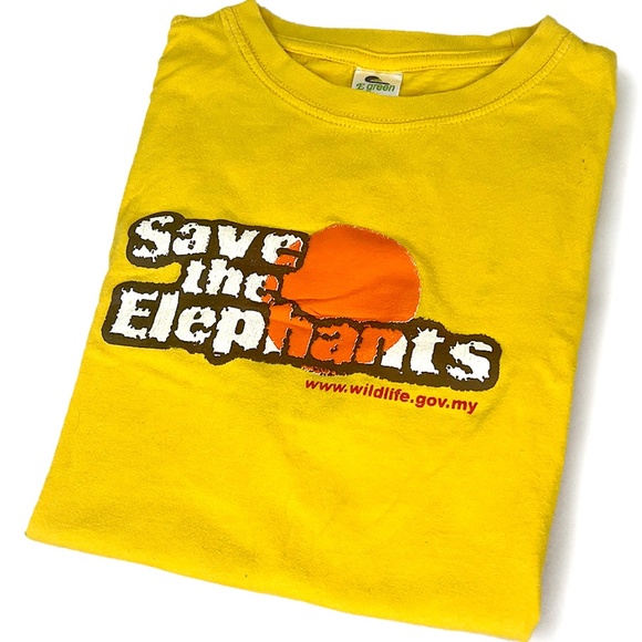 Yellow "Save the Elephants" Short Sleeve T-Shirt - Picture 1 of 7